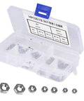 140 Piece Hex Nut Set In 304 Stainless Steel With M1 M1.2 M1.4 M1.6 M2 M2.5 M3 Sizes Seven Types Of Hex Nuts in plastic case