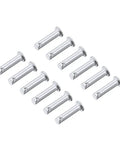 Heavy Duty 12 Piece Zinc Plated Steel Clevis Pins 5mm X 20mm Flat Head Link Hinge Hardware arranged on a white background.
