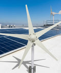 1200W Wind Turbine Generator Kit For Home Use With 5 Blades Off Grid Ready, 12V 800RPM Power System Controller Included installed on rooftop