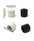 Rubber Door Stop Bumper Caps 40 Pack Replacement Covers For Wall Floor And Door Protection Door Stopper Ends For Skirting Boards 0.39 Inch Inner And 0.5 Inch Outer Two Color Options, showing white and black caps with size details.