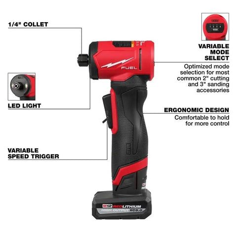 Compact Cordless Right Angle Die Grinder Kit For Milwaukee M12 12V Power Tools Variable Speed Up To Twenty Thousand Rpm Brushless Motor One Quarter Inch Chuck Handles Rough Jobs Smooth As Butter Tough Shop Essential Ready To Roll