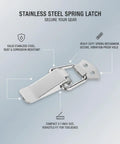 Stainless Steel Spring Latch With Spring-Loaded Closure, heavy-duty draw latch with secure, vibration-proof hold and rust resistance