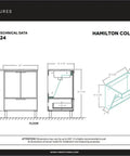 Technical drawing showing dimensions of Heavy Duty 24 Inch Bathroom Vanity With Sink, Matte White Modern Cabinet.