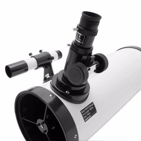 Newtonian Reflector Telescope With 150mm Aperture And 1400x Magnification focusing lens detail on German Equatorial Mount