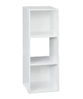 Three Cube Storage Organizer Bookshelf For Books And Decor, Display Unit With Vertical Or Horizontal Setup, White Wood Finish
