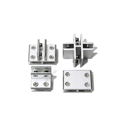 Two Pack Glass Door Hinges 90 And 180 Degree Bilateral Cross Four Sides T Type Clip Cabinet Hinge For Glass Doors Aluminum Alloy 12mm Mount