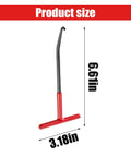 Side view of motorcycle exhaust spring puller with red T-handle and black curved shaft, 6.6 in tall, 3.18 in wide