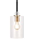 UL Listed Glass Pendant Light With E26 LED Bulb Adjustable Height Antique Brass Hanging Light in clear glass and brass finish