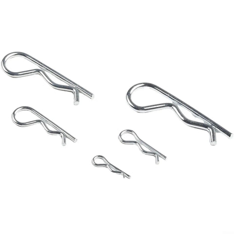 Assorted sizes of galvanized carbon steel hitch pins from Cotter Pin Assortment Kit With 100 Pieces Of Galvanized Carbon Steel Hitch Pins And Tractor Clips In Handy Storage Box For Cars Trailers Machinery Lawn And Yard Projects Pro Grade Gear.