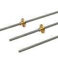 Heavy Duty T5 Lead Screw 304 Stainless Steel Rod With Copper Nut For 3D Printer Z Axis, three rods displayed, varying lengths.