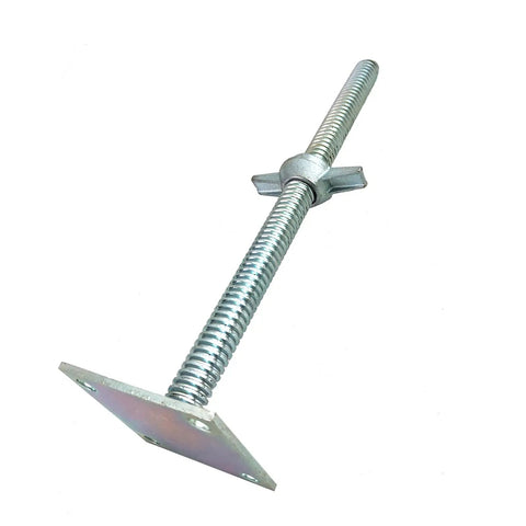 4 Pack Adjustable Leveling Jacks With Base Plate For Baker Style Scaffolding Rock Solid Screw Jacks Silver angle view