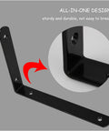 No Nonsense Heavy Duty L Shaped Corner Brackets For Floating Shelves 90 Degree Metal Shelf Supports Matte Black close-up view.