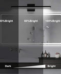 Dim settings of 24 Inch Dimmable Black LED Vanity Light With Frosted Aluminum, Modern Slim Fixture For Bathroom Vanity