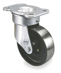 Heavy Hitter Kingpinless Swivel Plate Caster with five inch cast iron tread for heavy loads and rough surfaces.