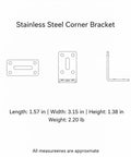 Diagram of Beefy Stainless Steel Corner Bracket Heavy Duty 90 Degree Right Angle Shelf Support For DIY Furniture Repairs And Shelf Reinforcement