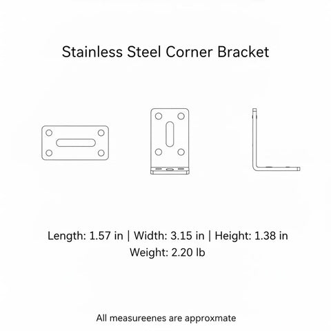 Diagram of Beefy Stainless Steel Corner Bracket Heavy Duty 90 Degree Right Angle Shelf Support For DIY Furniture Repairs And Shelf Reinforcement