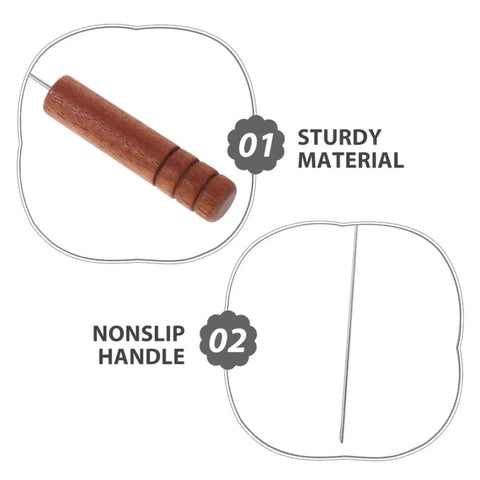 Two Piece Fishing Bait Needle Tool Set Stainless Steel With Blossom Wood Handles For Worm Threading And Hook Maintenance Portable Sea Fishing Go-To Gear With Easy Grip Tackle Accessory For Anglers.
