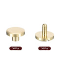 Heavy Duty Brass Chicago Screws 30 Pack Flat Head Binding Posts with slotted design and threaded shaft for leather crafting.