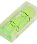 Ycauty 5PCS Small Bubble Level 15*15*40MM Mini Square Spirit Level Picture in bright green acrylic, clear view for accurate leveling.
