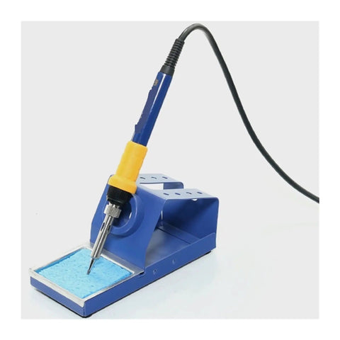 Ultimate 3 In 1 Soldering Power Supply Set With Hot Air Gun And Iron For BGA Rework Station featuring a blue soldering iron stand.