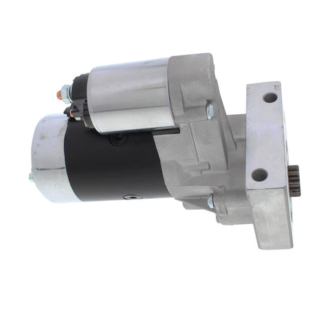 Side view of Beefy High Torque LS Mini Starter with clockable design, billet mounting block, and steel gears for 4.8-6.2L engines