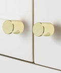 10Pcs Zinc Alloy Drawer Handles And Vintage Cabinet Knobs For Dressers Rustic Furniture Pulls With Smooth Finish Durable Fade Resistant Cabinet Hardware For Cabinets Drawers And Retro Style Home Decor showcasing two gold knobs on white cabinet