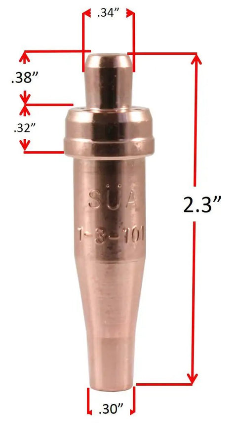 Copper tip for Medium Duty Oxy Fuel Torch With Check Valves For Cutting Heating And Welding Tips Acetylene Or Propane 1 Inch Cut Capable