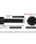 Diagram of Heavy Duty M3x9mm Hex Socket Head Cap Screws, Grade 12.9 Alloy Steel, Black Oxide Finish with measurements