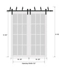 Diagram of Frosted Glass Sliding Barn Closet Doors With Hardware Kit, Modern Wood Solid Wardrobe Doors, sized 56In By 96In and two panels 28In each