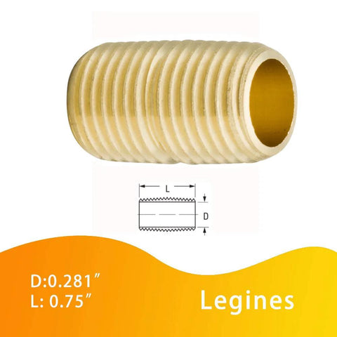 Legines brass pipe nipple, 1/8 in NPT male x 1/8 in NPT male, 3/4 in long, pack of 5