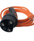 Top Shelf Ev Golf Cart Charger Cable 10 Feet Long 16 Amp 120V Plug Compatible With Club Car Models, detailed view of charging plug and orange cord.