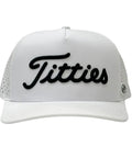 Performance Golf Hat With Breathable Laser Holes And Adjustable Strapback For A Sharp Witty On Course Look Dope Polyester Build In Crisp White