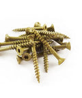 Pile of Beefy All Purpose Wood Construction Screws 1-1/2 Inch Number Eight 210-Piece Gold Finish With Torx T20 Star Drive