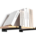 Hella Sturdy Heavy Duty Wall Mount Shelf Brackets Four Piece Set In Matte Black Cold Rolled Steel Support Hardware For Home Storage And Garden Displays Built Like A Tank For Daily Life, supporting books in a modern display.