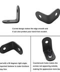 Tough As Nails 50 Pack Black Stainless Steel L Brackets And Corner Supports With Complete Screw Set, showcasing curved edges for safety.