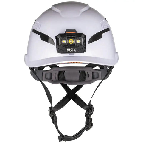 Front view of Low-Profile Vented Safety Helmet With Rechargeable Headlamp Class C Type-2 ANSI Z89.1 Approved White