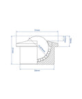 Top Shelf Roller Ball Transfer Bearings And Casters For Industrial Conveyor Rig cross-section diagram with dimensions.