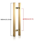 Beefy Heavy Duty Stainless Steel Door Pull Handle Set For Glass And Wood Doors Square Tube Construction Brushed Finish 800 By 500 Mm Durable Push Pull Handrail