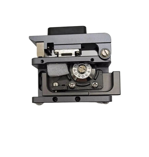 Precision Automatic Return Optical Fiber Cleaver With Tungsten Steel Blade For Clean Cuts, showing top view with dials and cutting mechanism.