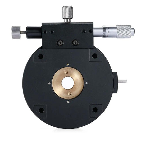 Linear Rotating Stage With Top Notch Precision Manual Adjustment And Micrometer Head For A Axis Rotation, front view