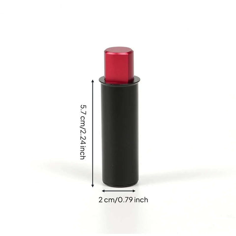 Retractable Table Stop For Woodworking, Matte Black Bench Stop With Compact Design, shown with dimensions and red top
