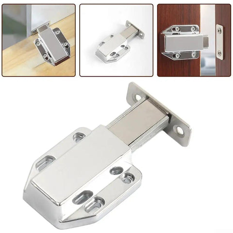 Upgrade Kitchen Vibe With These Sleek Zinc Alloy Push To Open Cabinet Door Catch Latches Featuring Silent Release Mechanism For Smooth Drawer And Cupboard Access Plus Durable Silver Finish That Looks Totally Fresh In Any Home Setup.