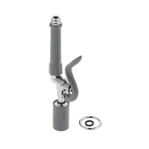 Commercial Sink Sprayer Kit With High Pressure Rinse, rubber nozzle prevents lime build-up, easy-press lever, and gray assembly.