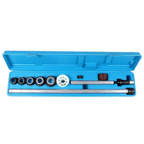 All In One Universal Engine Bearing Installation And Disassembly Tool Kit with driving shaft and plates in blue case