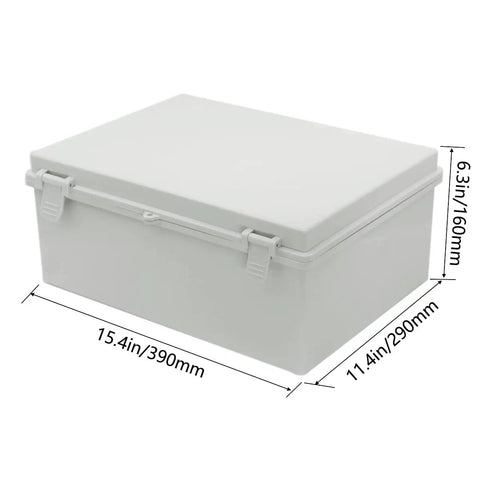 Beefy ABS Junction Box IP65 Waterproof Outdoor Electrical Enclosure Grey 390x290x160 mm with Hinged Shell and Wall Brackets