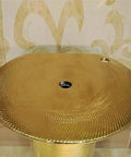 Close up of the top of the Straight Up Sleek 16 Inch Gold Ceramic Vessel Sink showing the textured surface and drain hole.