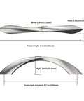 10 Pack 3.75 Inch Brushed Satin Nickel Cabinet Pulls Arch Twisted Design Zinc Alloy Kitchen Cabinet Handles with measurements diagram