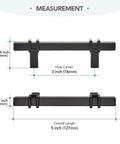 Measurements for Matte Black Cabinet Handles Set of 10 - 3 Inch Center Hole Zinc Alloy Square Bar Drawer Pulls for Kitchen Cabinets, 5 Inch Total Length