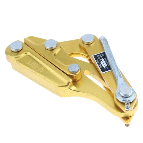 Baosity Rope Grip Puller Tool For Tensioning Cables 25-70Mm Aluminum Alloy Heavy Duty Cable Clamp Gripper in gold finish