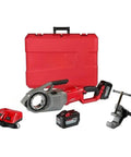 Sweet Heavy Duty Replacement Gear Fitting Milwaukee M18 Brushless Multi Speed Pipe Threader Kit With One Key Tech Plus Alloy Build Handles Hard Grinding On Job Sites Without Breaking Down For Pros Who Need Killer Reliable Tools To Get Job Done Fast. red Milwaukee M18 pipe threader kit with charger, battery, and clamp
